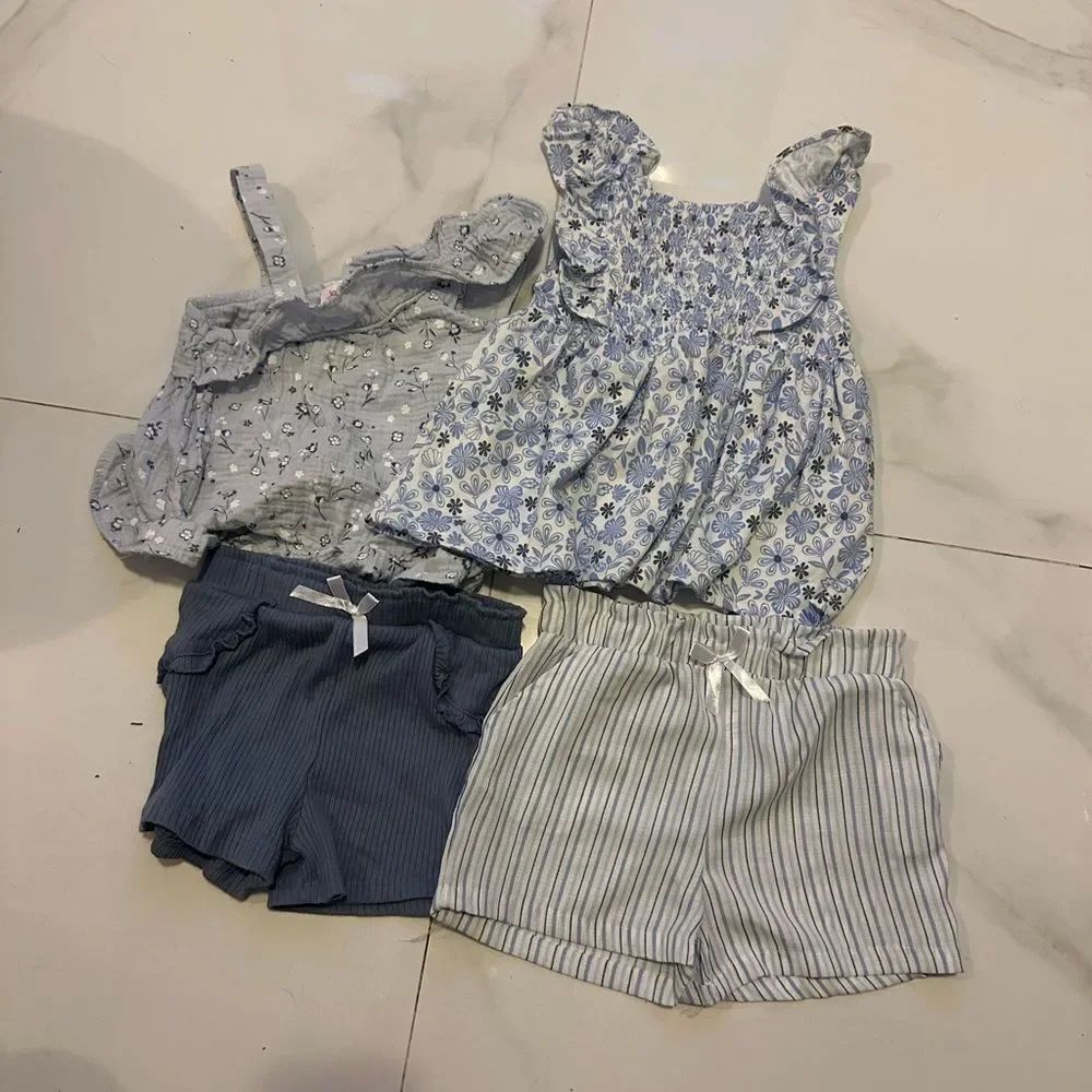 Floral and Striped Outfit Set for girls